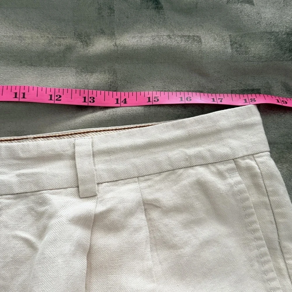 Tommy Bahama Dress Pants Mens 36x32 Beige Linen Silk Pleated Herringbone Summer